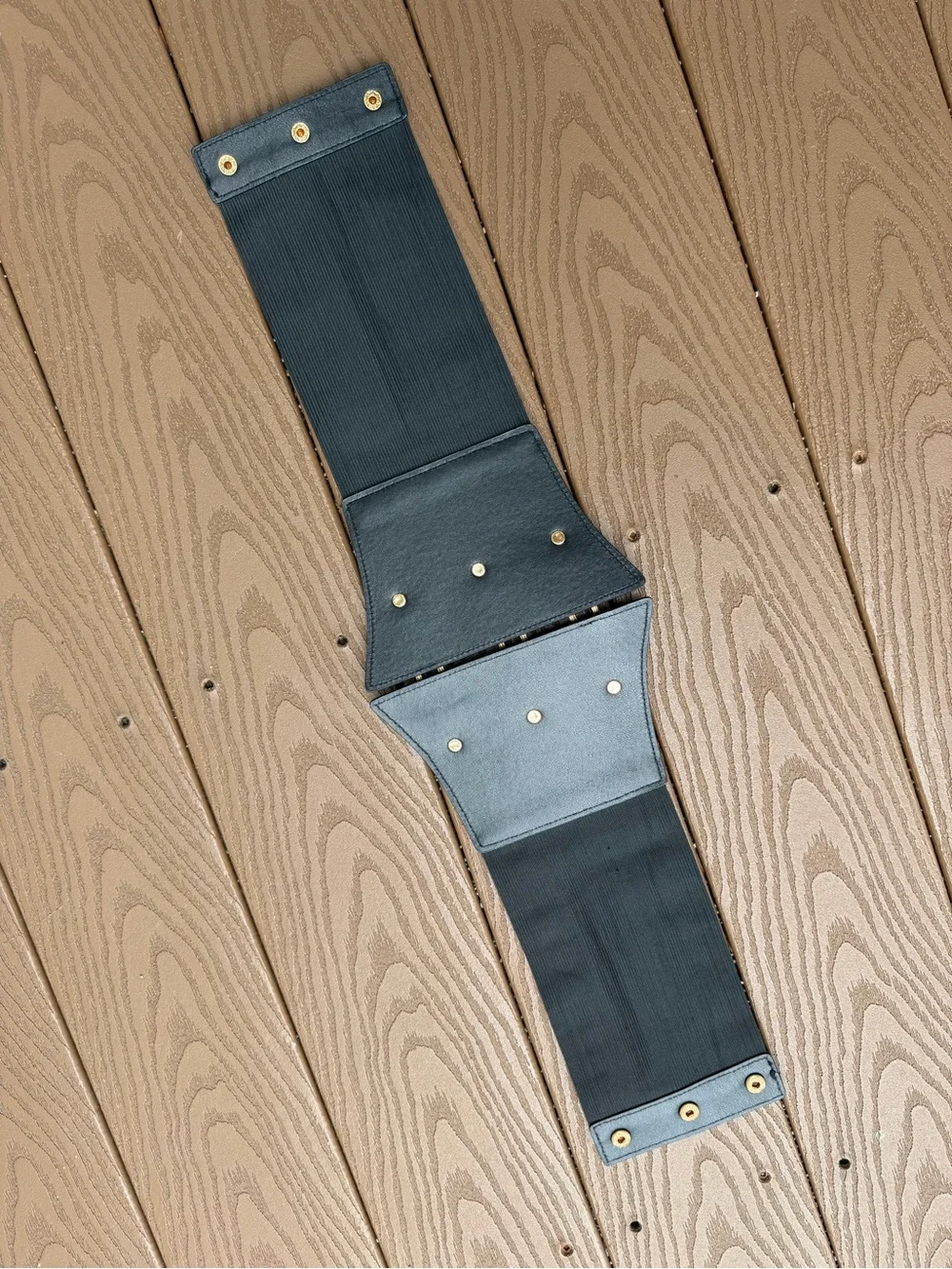 Source Unknown Black Wide Corset Belt with Gold Hardware